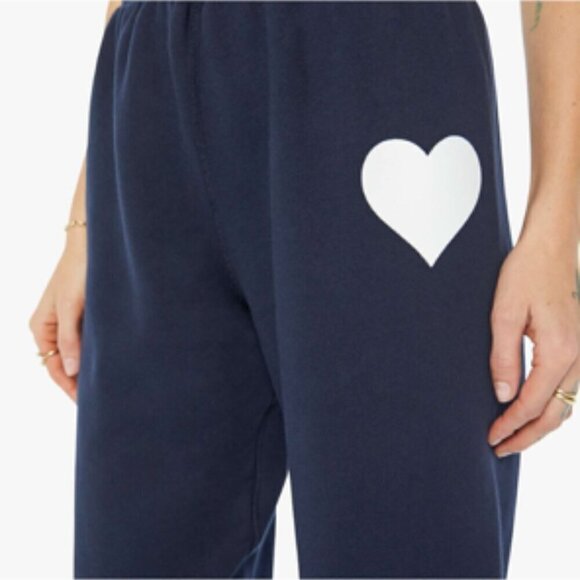 SPRWMN Navy Blue Heart Logo Fleece Jogger Sweatpants XS - Picture 5 of 15
